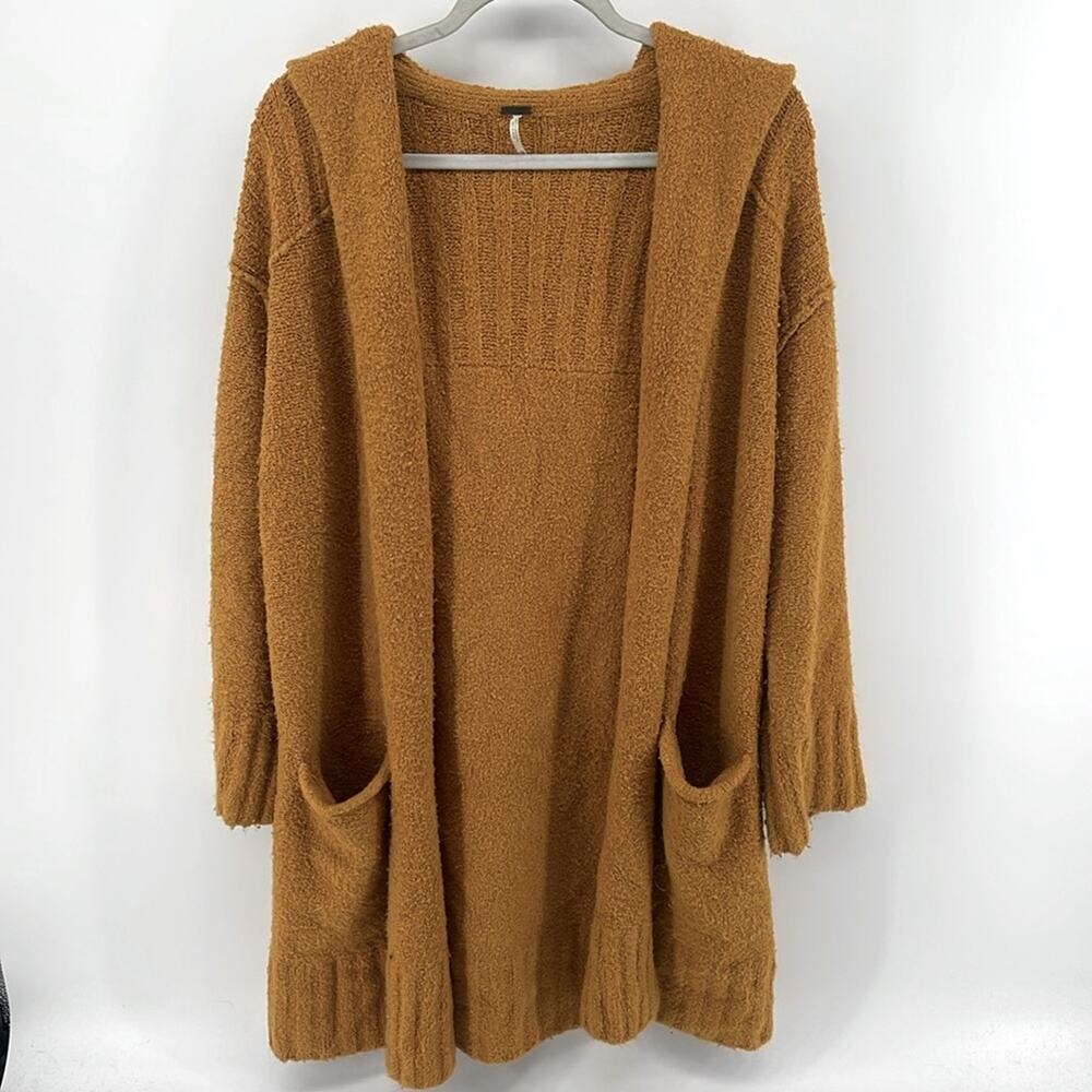 Free People Snow Angel long line long sleeve open front hooded knit cardigan XS